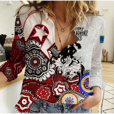 Brisbane Broncos Mascot NRL Casual Shirt NAIDOC 2023 Patterns LT6