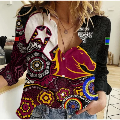 Brisbane Broncos Mascot NRL Casual Shirt NAIDOC 2023 Patterns LT6