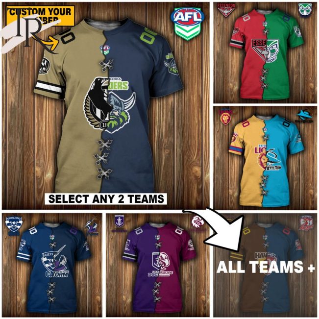 AFL x NRL Special Design Collection Select Any 2 Teams to Mix and Match! T-Shirt - soulcals.com