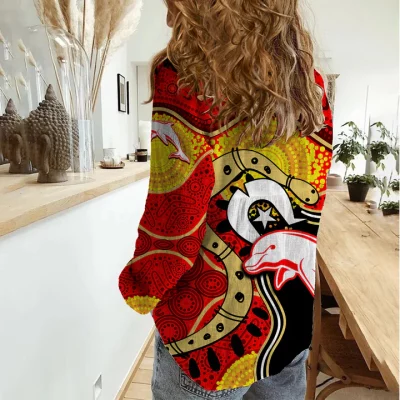 Wests Tigers Mascot NRL Women Casual Shirt NAIDOC LT6