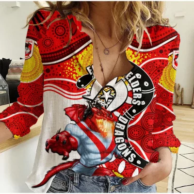 Wests Tigers Mascot NRL Women Casual Shirt NAIDOC LT6