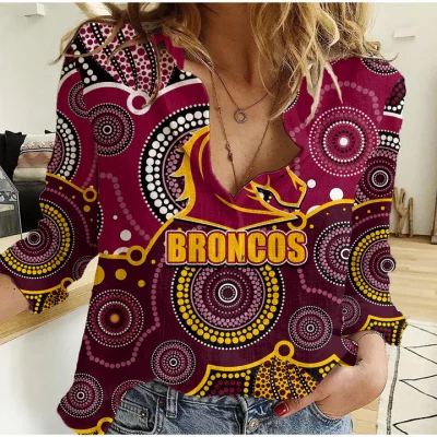 Sydney Roosters Mascot NRL Women Casual Shirt Aboriginal Patterns LT6