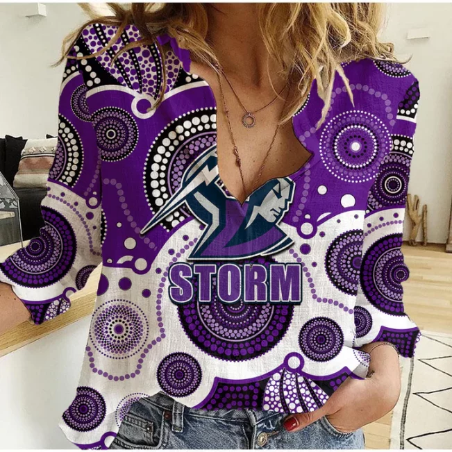Sydney Roosters Mascot NRL Women Casual Shirt Aboriginal Patterns LT6