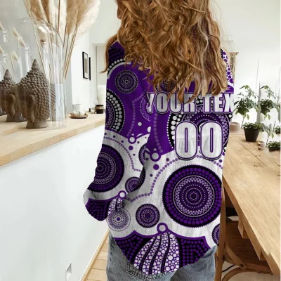 Sydney Roosters Mascot NRL Women Casual Shirt Aboriginal Patterns LT6