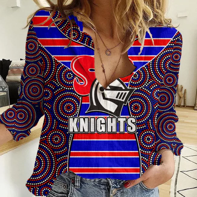 Sydney Roosters Mascot NRL Women Casual Shirt Mix Dot Aboriginal LT6