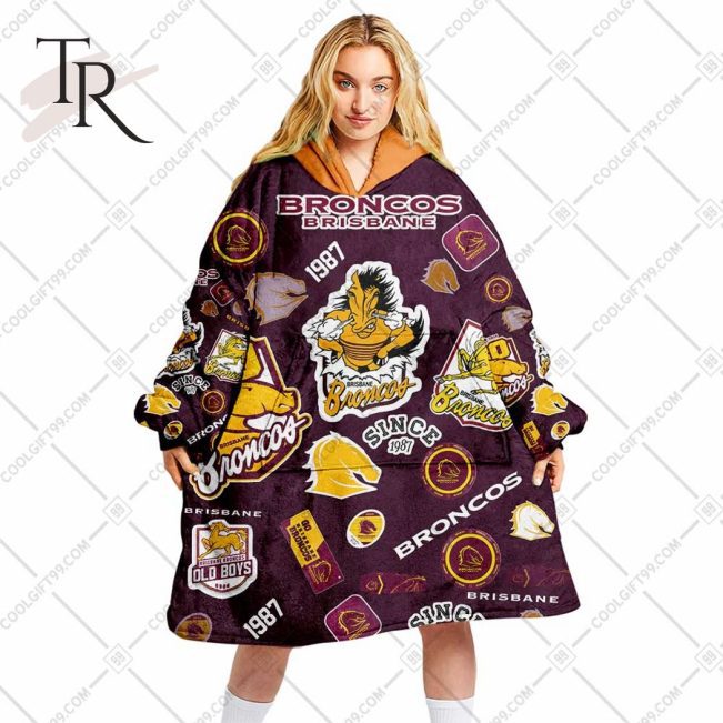 NRL Brisbane Broncos Season Logo Fleece Blanket Hoodie | Soulcals