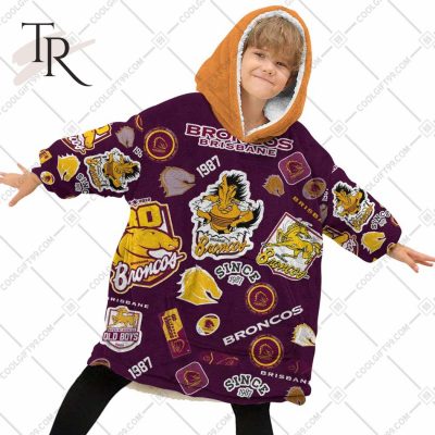 NRL Brisbane Broncos Season Logo Fleece Blanket Hoodie | Soulcals
