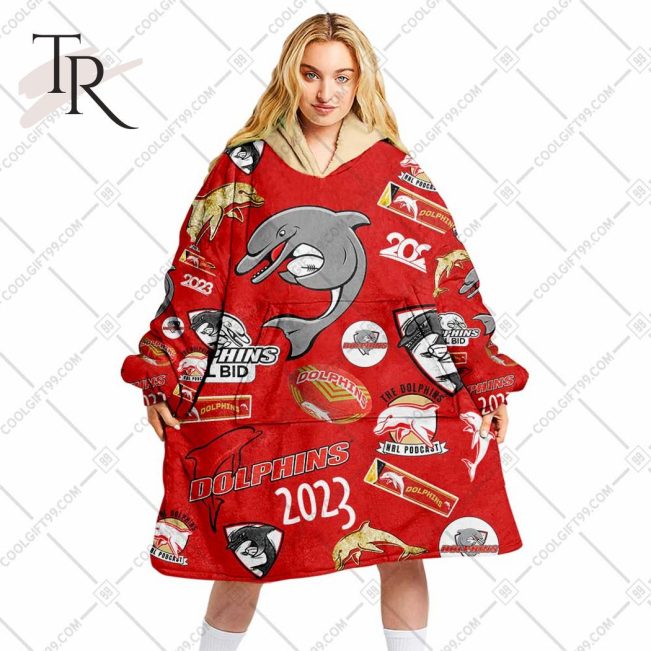 NRL Dolphins Season Logo Fleece Blanket Hoodie | Soulcals