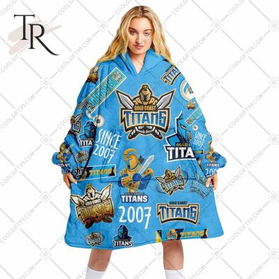 NRL Gold Coast Titans Season Logo Fleece Blanket Hoodie | Soulcals
