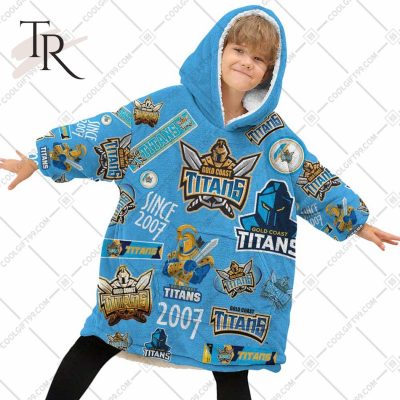 NRL Gold Coast Titans Season Logo Fleece Blanket Hoodie | Soulcals