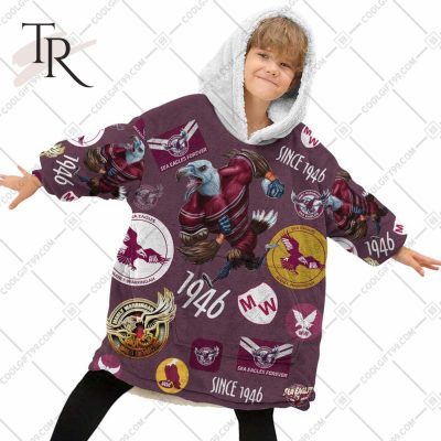NRL Manly Warringah Sea Eagles Season Logo Fleece Blanket Hoodie | Soulcals