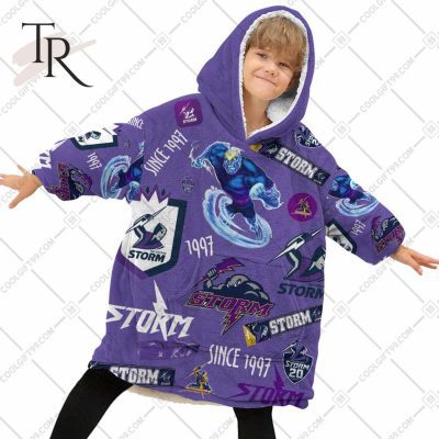 NRL Melbourne Storm Season Logo Fleece Blanket Hoodie | Soulcals