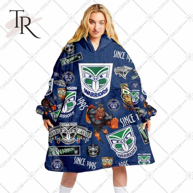 NRL New Zealand Warriors Season Logo Fleece Blanket Hoodie | Soulcals
