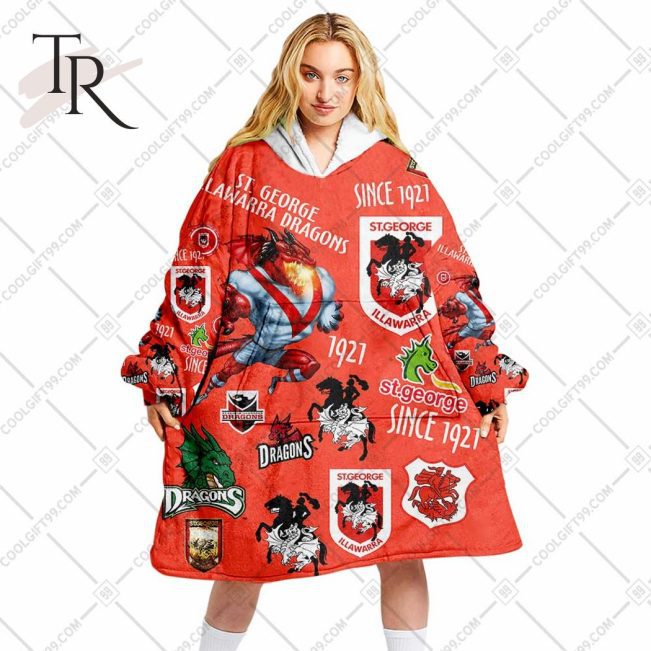NRL ST George Illawarra Dragons Season Logo Fleece Blanket Hoodie | Soulcals