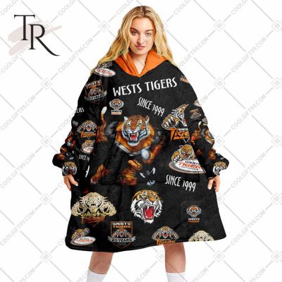 NRL Wests Tigers Season Logo Fleece Blanket Hoodie | Soulcals
