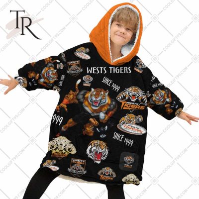 NRL Wests Tigers Season Logo Fleece Blanket Hoodie | Soulcals