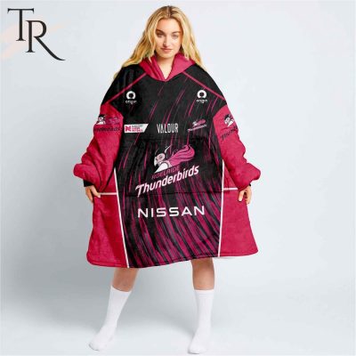 Personalized Netball AU Adelaide Thunderbirds Fleece Blanket Hoodie | Soulcals