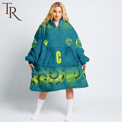 Personalized Netball AU Australia Diamonds Blue Fleece Blanket Hoodie | Soulcals
