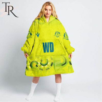 Personalized Netball AU Australia Diamonds Yellow Fleece Blanket Hoodie | Soulcals