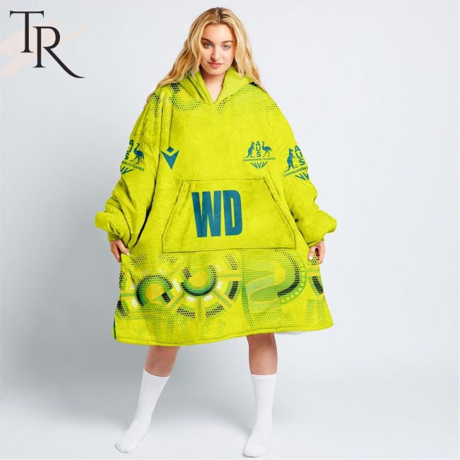 Personalized Netball AU Australia Diamonds Yellow Fleece Blanket Hoodie | Soulcals