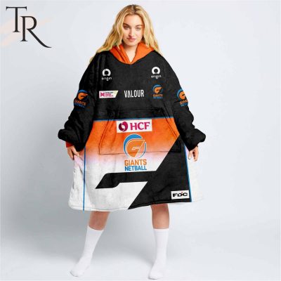 Personalized Netball AU Giants Netball Fleece Blanket Hoodie | Soulcals