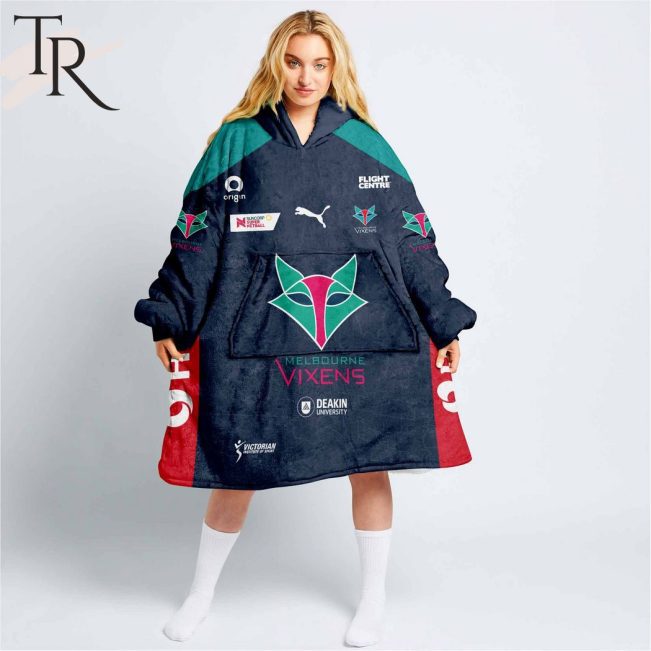 Personalized Netball AU Melbourne Vixens Fleece Blanket Hoodie | Soulcals