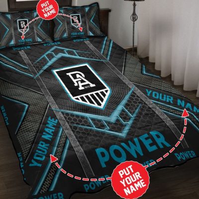AFL Port Adelaide Custom Name Black  Bedding Set