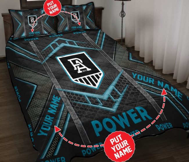 AFL Port Adelaide Custom Name Black  Bedding Set