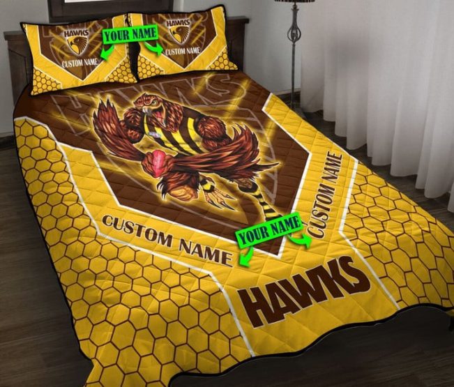 AFL Hawthorn Hawks Custom Name Mascot  Bedding Set