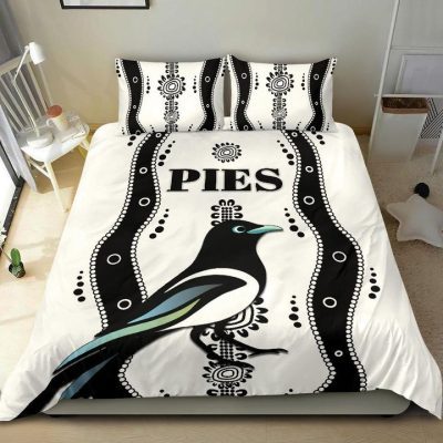 AFL Collingwood Magpies Pies Indigenous - White  Bedding Set