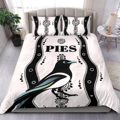 AFL Collingwood Magpies Pies Indigenous - White  Bedding Set