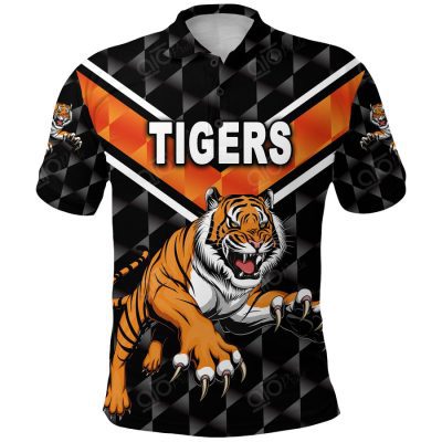 NRL Wests Tigers Custom Name Number Black Polo Shirt