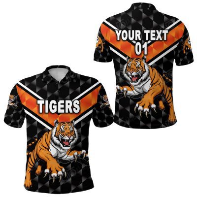NRL Wests Tigers Custom Name Number Black Polo Shirt