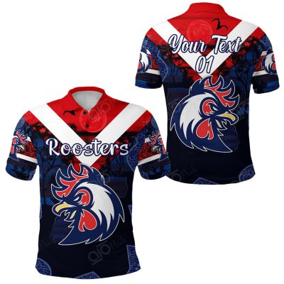 NRL Sydney Roosters Custom Name Number Indigenous Polo Shirt