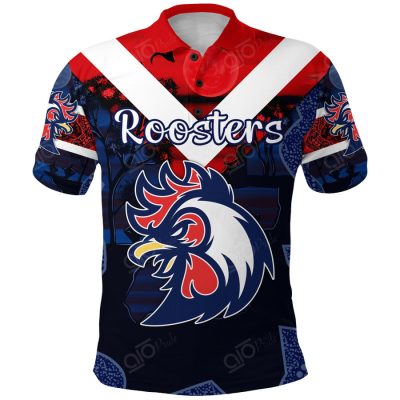 NRL Sydney Roosters Custom Name Number Indigenous Polo Shirt