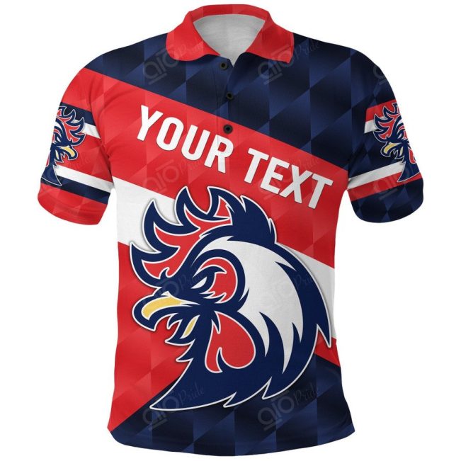 NRL Sydney Roosters Custom Text Sporty Style Polo Shirt