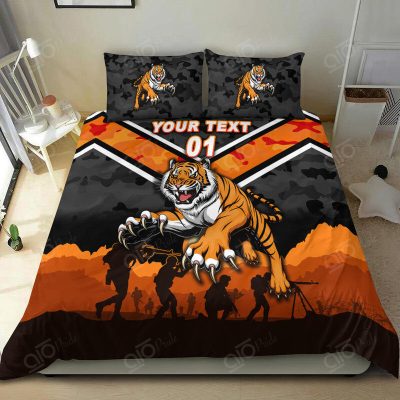 NRL Wests Tigers Custom Name Number ANZAC Day  Bedding Set