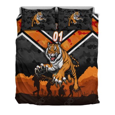 NRL Wests Tigers Custom Name Number ANZAC Day  Bedding Set