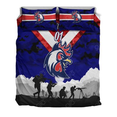 NRL Sydney Roosters Custom Name Number ANZAC Simple Style  Bedding Set