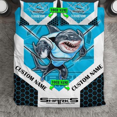 NRL Cronulla-Sutherland Sharks Custom Name Mascot  Bedding Set