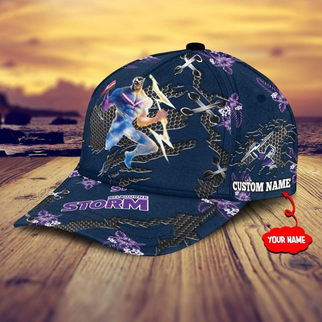NRL Melbourne Storm Flowers Custom Name Classic Cap