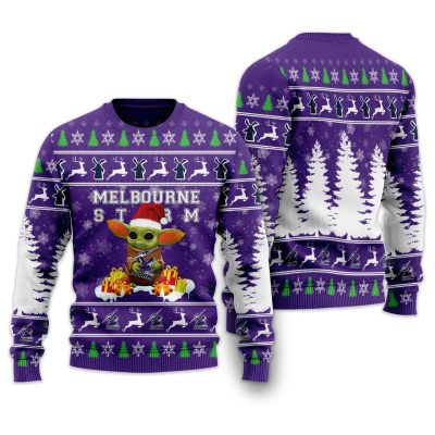 NRL Melbourne Storm Baby Yoda Christmas Sweater
