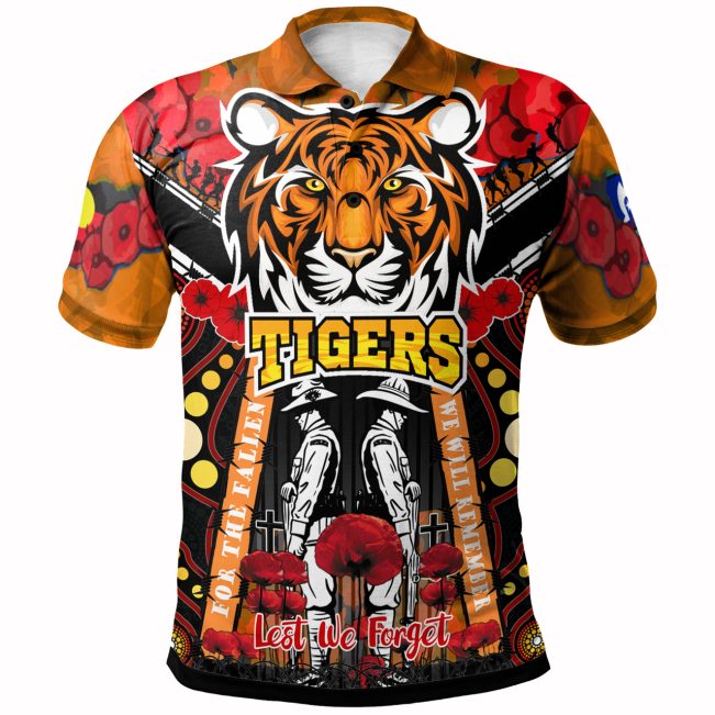 NRL Wests Tigers ANZAC Day Lest We Forget Polo Shirt