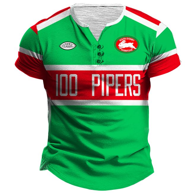 Personalised NRL Souths Pipers Vintage Henley Jersey 1982 Heritage Collection