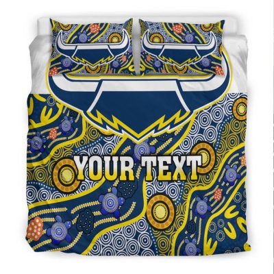 NRL North Queensland Cowboys Custom Text Indigenous  Bedding Set