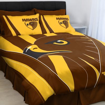 AFL Hawthorn Hawks Brown Yellow  Bedding Set V3