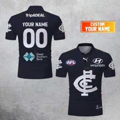AFL Carlton Blues Custom Name Number 2023 Home Guernsey Polo Shirt AFL Carlton Blues Custom Name Number 2023 Home Guernsey Polo Shirt