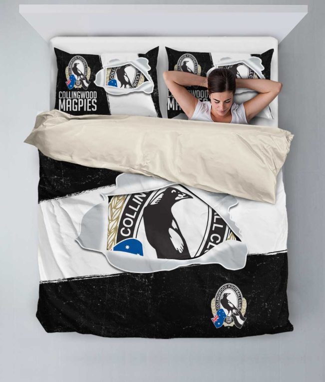 AFL Collingwood Magpies Big Logo Scratch  Bedding Set