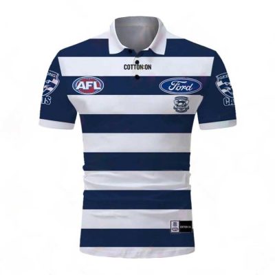 AFL Geelong Cats Custom Name Number 2023 Home Guernsey Polo Shirt