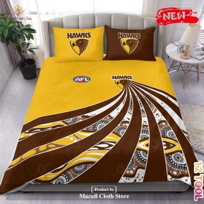 AFL Hawthorn Hawks 2023 Mix Color Indigenous  Bedding Set